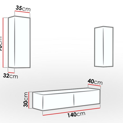 ASHTON 7 nappali fal - fekete / fényes fekete