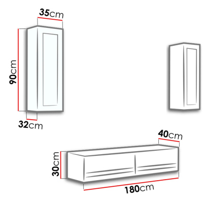 ASHTON N11 nappali fal - fekete / fényes fekete