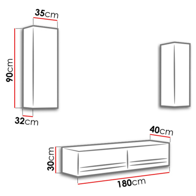 ASHTON N10 nappali fal - fekete / fényes fekete