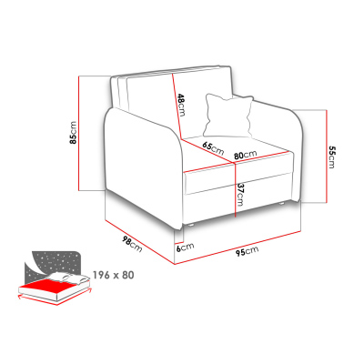 BELA LOFT 1 kinyitható fotel - fekete