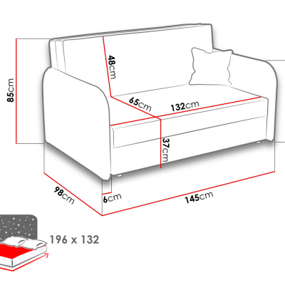 BELA LOFT 3 kétszemélyes kanapéágy - kék