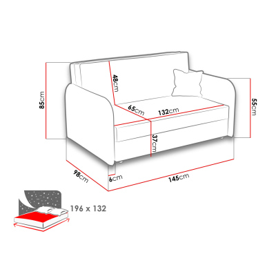 BELA LOFT 3 kétszemélyes kanapéágy - kék