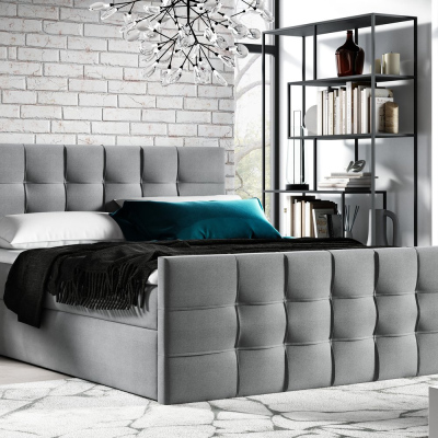 IVANA 1 LUX kárpitozott boxspring ágy - 160x200, szürke + INGYENES topper