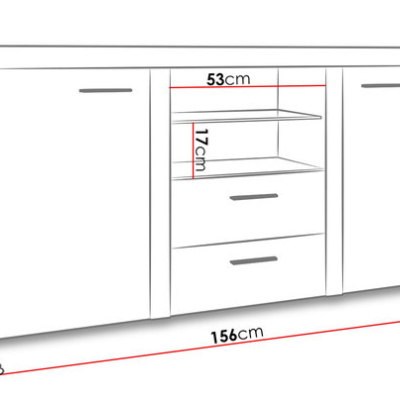 PUMBA kombinált komód - fehér / beton