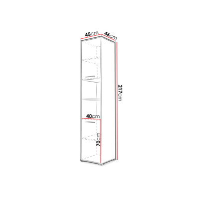 CELENA 3 magas szekrény - szélessége 45 cm, fehér