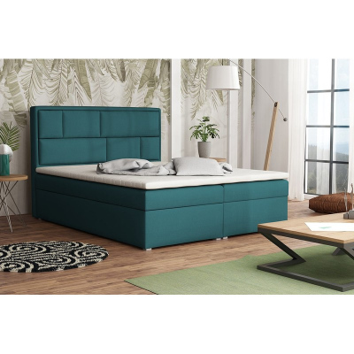 IVENDORF 1 boxspring franciaágy tárolóhellyel 180x200 - kék + INGYENES topper