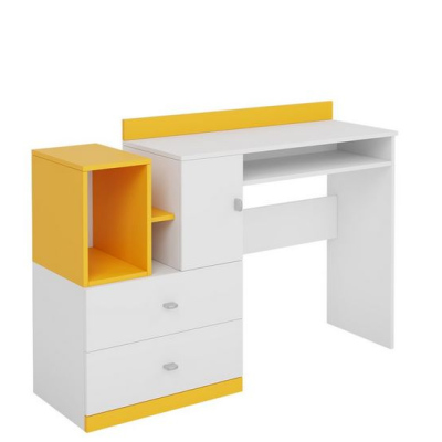 HARKA számítógép asztal gyerekszobába - fehér / sárga