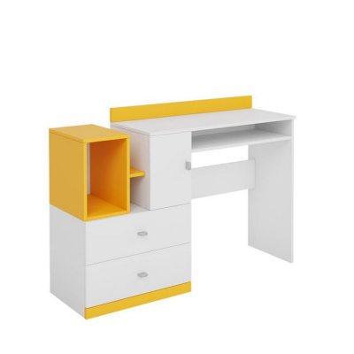 HARKA számítógép asztal gyerekszobába - fehér / sárga