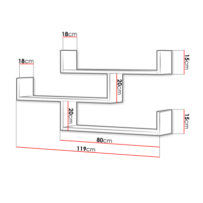 HARKEN 3 fali polc - beton