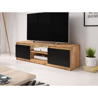 KIKUKO TV-asztal LED világítással - wotan tölgy / fekete