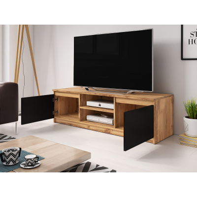 KIKUKO TV-asztal LED világítással - wotan tölgy / fekete