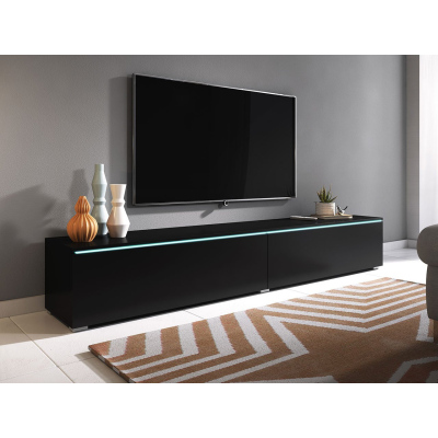 WILLA D TV szekrény fehér LED világítással 180 cm - fekete