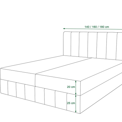 MADLEN boxspring ágy - 160x200, piros