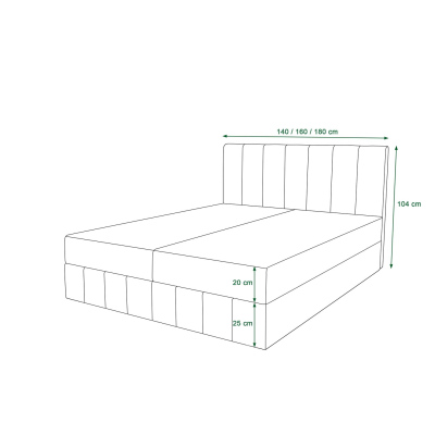 MADLEN boxspring ágy - 160x200, piros