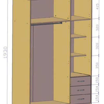 SIMELA kombinált gardróbszekrény - 127 cm széles, éger