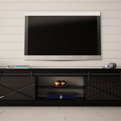 MITSUKO TV-asztal - fekete / fényes fekete