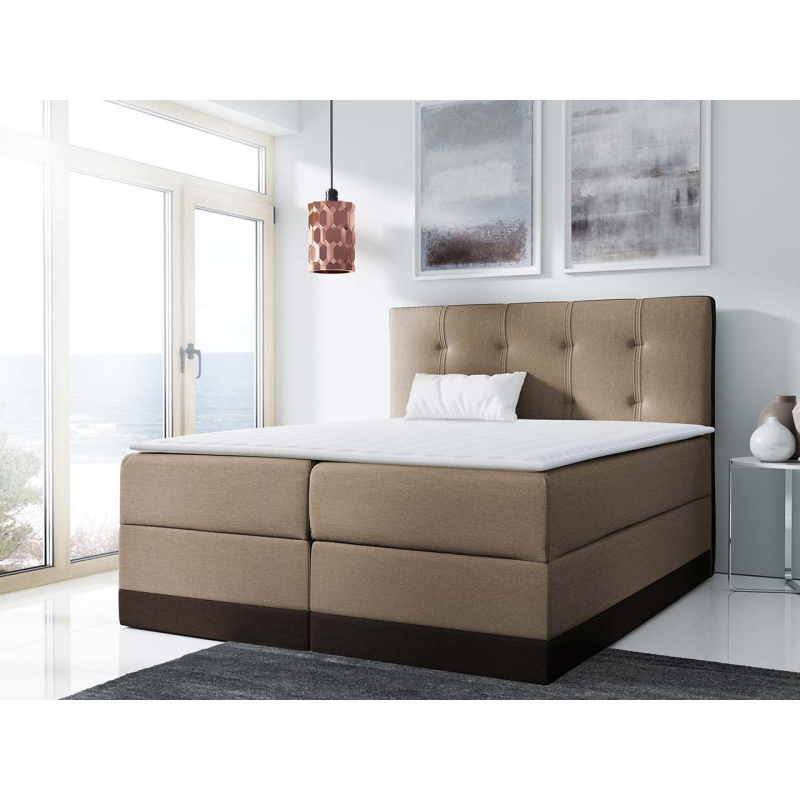 SANDIA boxspring franciaágy 180x200 - barna + INGYENES topper