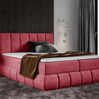 VENY divatos kárpitozott ágy 200x200 - piros + INGYENES topper