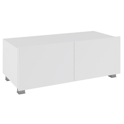 CHEMUNG TV-asztal 100 cm - fehér / fényes fehér