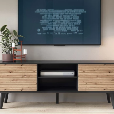 VALENTIN TV-asztal - artisan tölgy / fekete