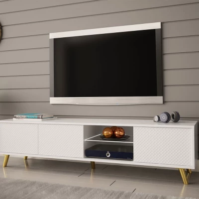 LUZ 2 TV-asztal LED világítással - fehér