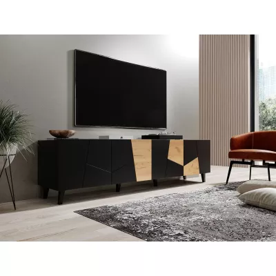 LOLETA TV-asztal - fekete / kraft tölgy