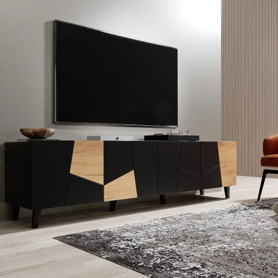 LOLETA TV-asztal - fekete / kraft tölgy