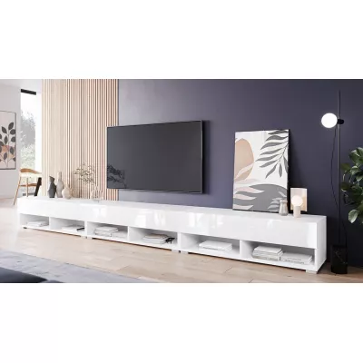 WILLA A TV-asztal 300 cm LED világítással - fehér / fényes fehér