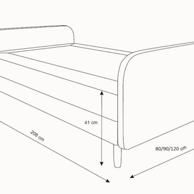 HENRYK COMFORT 3 egyszemélyes ágy - 90x200, szürke