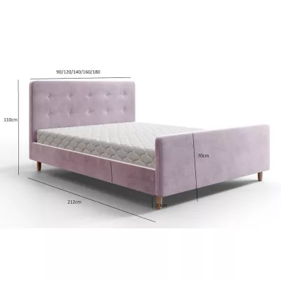 NESSIE egyszemélyes ágy tárolóhellyel - 90x200, rózsaszín