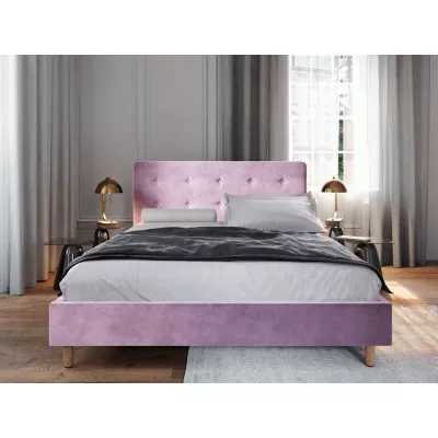NOOR kárpitozott franciaágy ágy - 140x200, rózsaszín