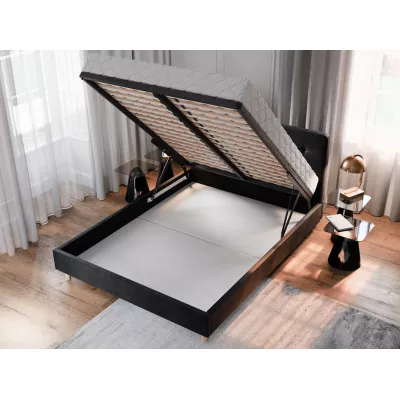 LETICIA kárpitozott ágy tárolóhellyel - 160x200, fekete