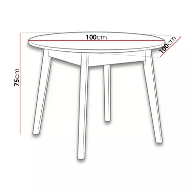 AMES 3 kerek étkezőasztal 100 cm - grandson tölgy / fekete