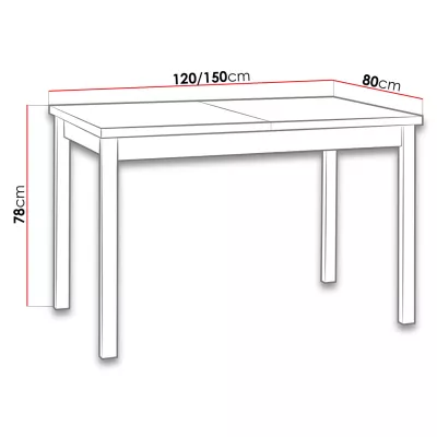 ELISEK 1 kinyitható étkezőasztal 120x80 cm - fehér / fekete 