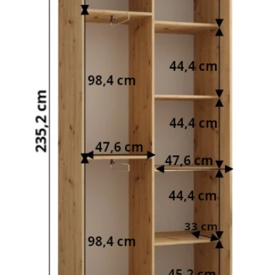 ASIRI 1 gardróbszekrény - 100/45 cm, artisan tölgy / ezüst