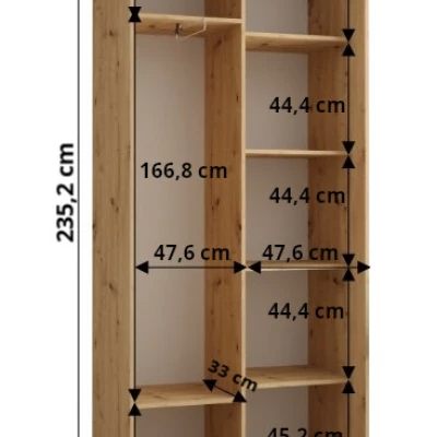 ASIRI 1 gardróbszekrény - 100/45 cm, artisan tölgy / fekete / fekete