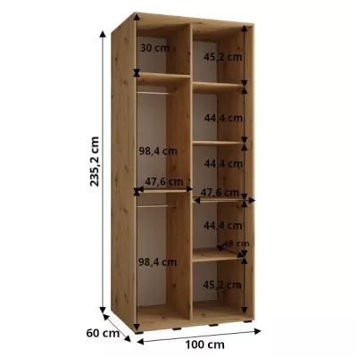 ASIRI 1 gardróbszekrény - 100/60 cm, fehér / fekete