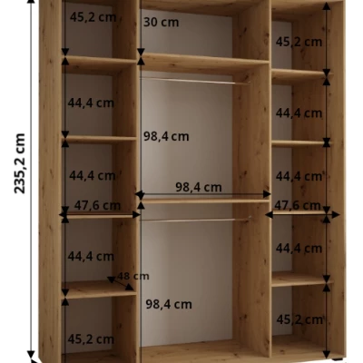 ASIRI 13 gardróbszekrény - 200/60 cm, artisan tölgy / fehér / ezüst