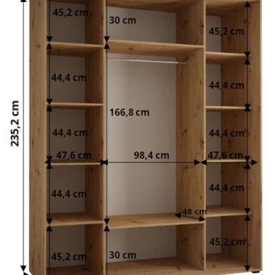 ASIRI 13 gardróbszekrény - 200/60 cm, fekete / arany