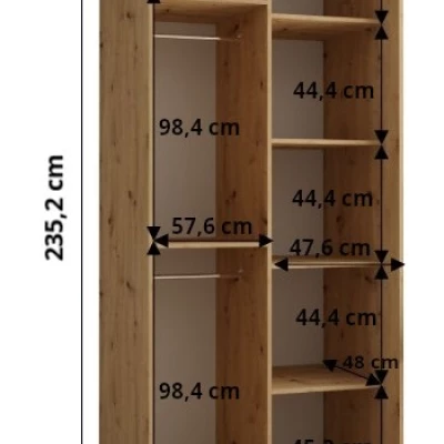 ASIRI 1 gardróbszekrény - 110/60 cm, fehér / fekete