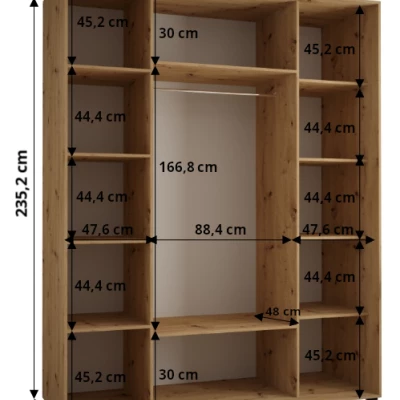 ASIRI 13 gardróbszekrény - 190/60 cm, artisan tölgy / ezüst