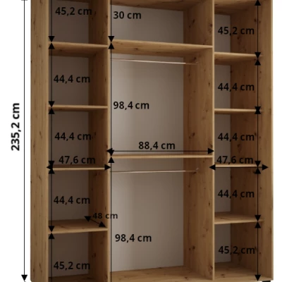 ASIRI 13 gardróbszekrény - 190/60 cm, artisan tölgy / ezüst