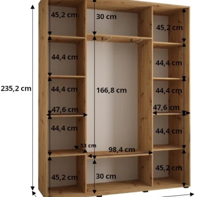 ASIRI 7 gardróbszekrény - 200/45 cm, fekete / fehér / arany