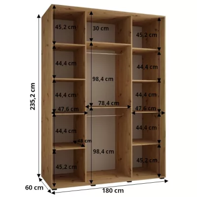 ASIRI 13 gardróbszekrény - 180/60 cm, fekete / fekete