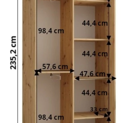 ASIRI 1 gardróbszekrény - 110/45 cm, artisan tölgy / fehér / fekete