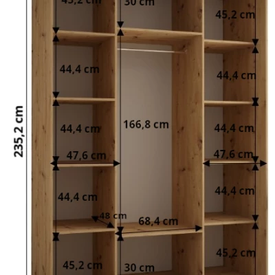 ASIRI 13 gardróbszekrény - 170/60 cm, artisan tölgy / ezüst