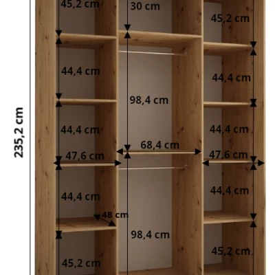 ASIRI 13 gardróbszekrény - 170/60 cm, artisan tölgy / ezüst