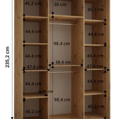 ASIRI 13 gardróbszekrény - 160/60 cm, artisan tölgy / ezüst