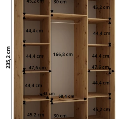 ASIRI 13 gardróbszekrény - 160/60 cm, artisan tölgy / ezüst