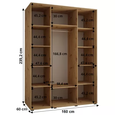 ASIRI 13 gardróbszekrény - 160/60 cm, fekete / fekete